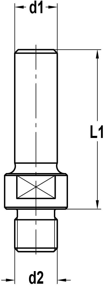 Reduceerstuk voor Binnendraad M12 naar Schacht 8 mm, L1=45 mm
