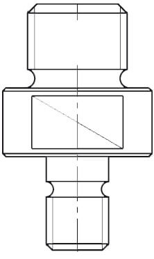 Reduceerstuk voor Binnendraad M12 naar Buitendraad M16, L1=22 mm