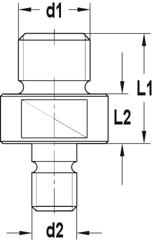Reduceerstuk voor Binnendraad M12 naar Buitendraad M16, L1=22 mm