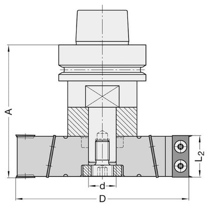 Keermeskanten-/ Sponningfreeskop Ø 125 x 30 x 50 met HSK opname, Z=4/V=4, HW