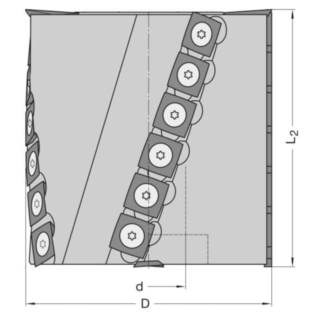 Keermes Spiraalmessenkop Ø 100 x 30 mm, TL=86 mm, Z=2+V4, HW