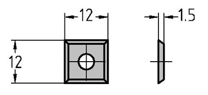 Keermes 12,0 x 12,0 x 1,5 mm (1-gats), vierzijdig geslepen, HW