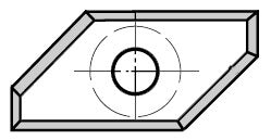 Fasekeermes 45°, L3=5 mm, tweezijdig geprofileerd, HW