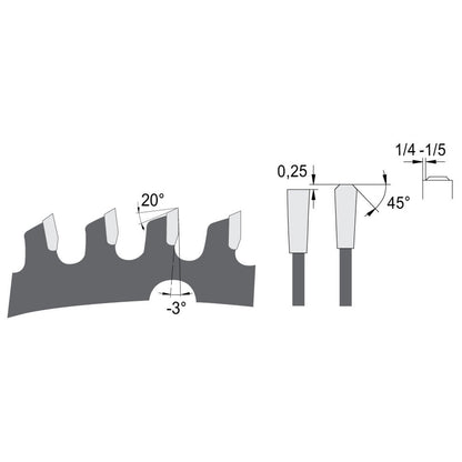 Zaagblad Ø 230 mm, asgat 30 mm, B=2,00 mm, Z=60 TF Neg., HW